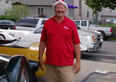 Gary Rudy wearing a balloon hat