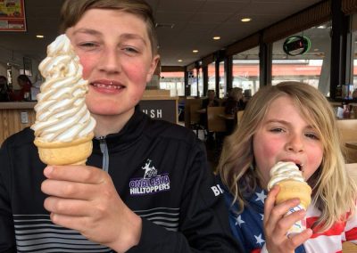 Kids eating Rudy's ice cream